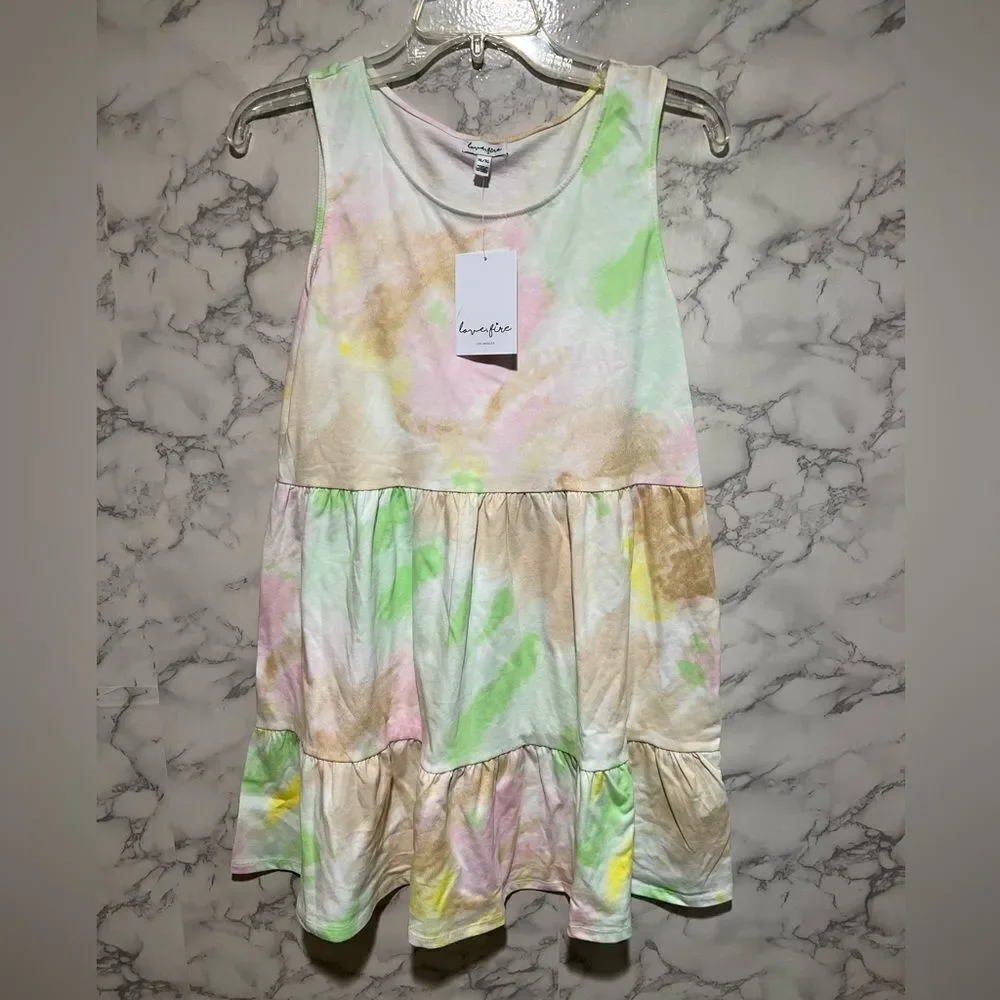 Love, Fire NWT Girl's Pastel Tie Die Dress - Size XL